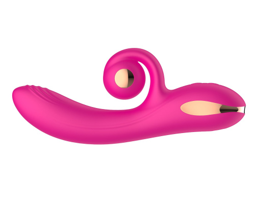 Розовый вибратор-кролик с функцией вращения ствола фото 3