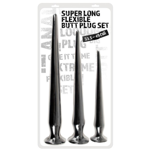 Набор из 3 длинных анальных пробок Super Long Flexible Butt Plug Set фото 2