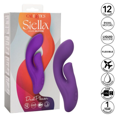 Фиолетовый вибратор-кролик Stella Liquid Silicone Dual Pleaser - 17,25 см. фото 5