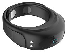 Черное эрекционное виброкольцо на ремешках