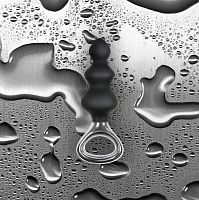 Чёрная анальная елочка с ручкой Jolie Platinum Plug Medium из силикона -  13,4 см.