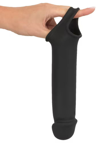 Черная вибронасадка для пениса с хомутом для мошонки и пультом ДУ Remote Controlled Penis Extension фото 6