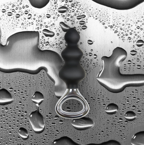 Чёрная анальная елочка с ручкой Jolie Platinum Plug Medium из силикона -  13,4 см.