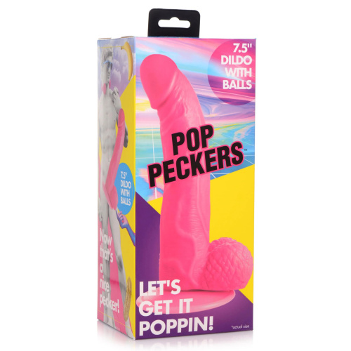 Розовый фаллоимитатор на присоске 7.5  Dildo with Balls - 21,5 см. фото 5