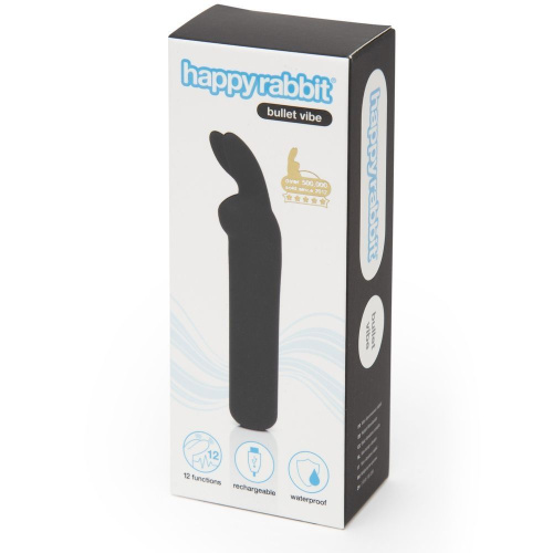 Черная вибропуля с ушками Rechargeable Rabbit Ears Bullet Vibrator фото 4