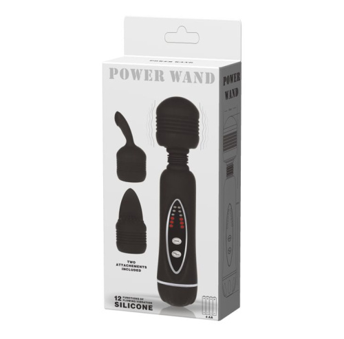 Черный вибромассажер со сменными насадками Power Wand - 20,5 см. фото 8