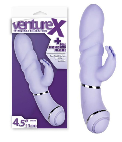 Фиолетовый вибратор с клиторальным стимулятором - 11,4 см. Фиолетовый вибратор с клиторальным стимулятором - 11,4 см.