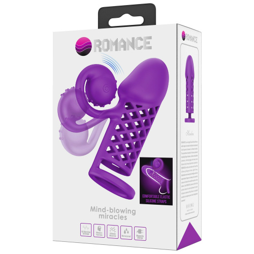 Фиолетовая вибронасадка с клиторальным отростком Harden фото 3 Фиолетовая вибронасадка с клиторальным отростком Harden фото 3