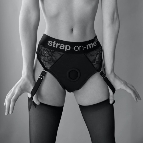 Черные трусики для насадок Diva Lingerie Harness - size M фото 5