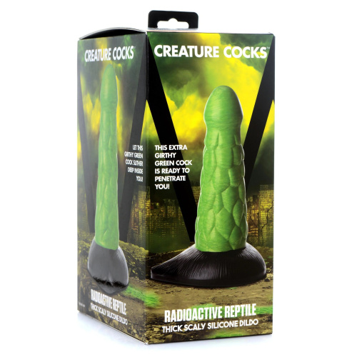 Зеленый фантазийный фаллоимитатор Reptile Thick Scaly Silicone Dildo - 19,1 см. фото 4
