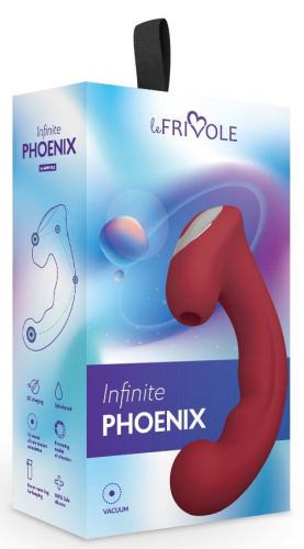 Бордовый вибратор Phoenix с вакуумной стимуляцией клитора - 18 см. фото 3