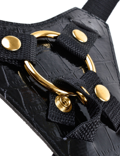 Чёрный с золотом женский страпон Designer Strap-On фото 3