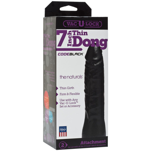Насадка-фаллоимитатор для страпон-систем Vac-U-Lock CodeBlack 7 Inch Thin Dong - 18,3 см. фото 2