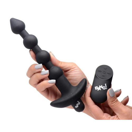 Черные анальные бусы с вибрацией и пультом ДУ 28X Remote Control Vibrating Silicone Anal Beads - 19 см. фото 3