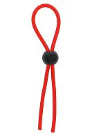 Красное эрекционное лассо с одной бусиной-утяжкой Stretchy Thin Lasso