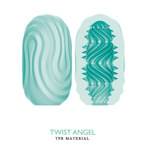 Бирюзовый мастурбатор-яйцо Twist Angel фото 3