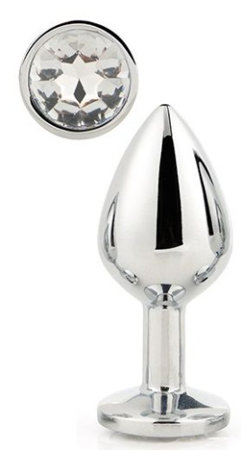 Серебристая анальная втулка с прозрачным кристаллом - 7,1 см. фото 2 Серебристая анальная втулка с прозрачным кристаллом - 7,1 см. фото 2