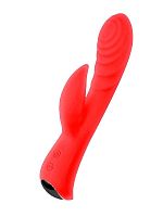 Красный перезаряжаемый вибратор-кролик - 19,1 см.