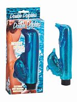 Вибратор с клиторальным стимулятором Double Dolphins - 18 см.