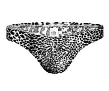 Мужские трусы-тонги с серым леопардовым принтом