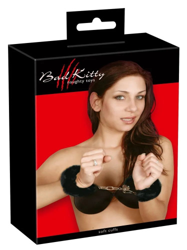 Металлические наручники с черной опушкой фото 4