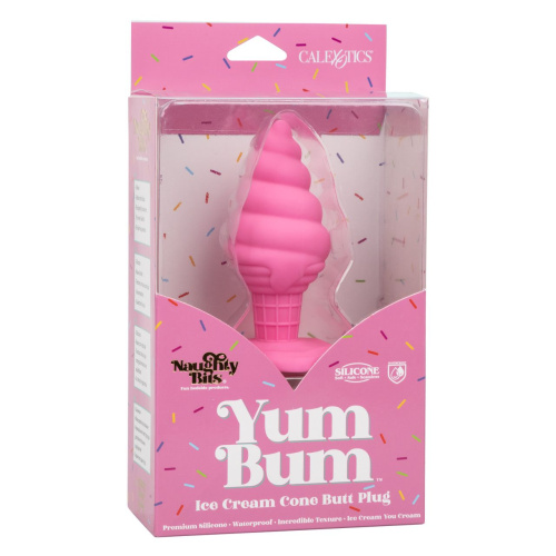 Розовая анальная пробка в виде мороженого Yum Bum Ice Cream Cone Butt Plug - 9,5 см. фото 3