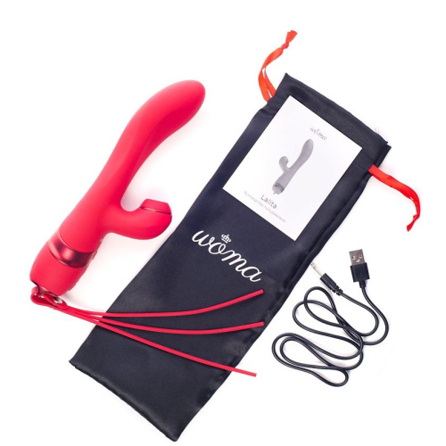 Красный вибратор-кролик с осцилляцией Lalita - 23 см. фото 6