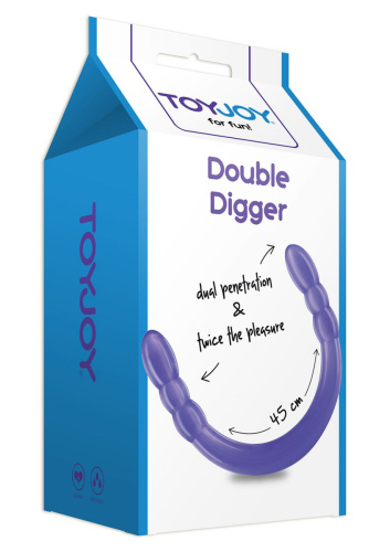Фиолетовый двусторонний фаллоимитатор DOUBLE DIGGER DONG - 45 см. фото 2