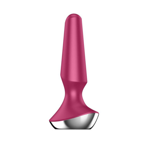 Малиновая анальная пробка с вибрацией Satisfyer Plug-ilicious 2 - 14 см. фото 3
