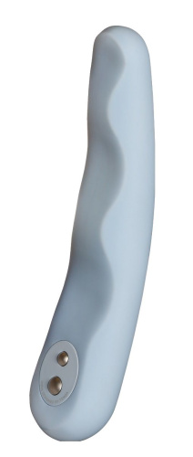 Голубой вибратор IROHA MINAMO с волнами на стволе - 17,5 см. фото 5