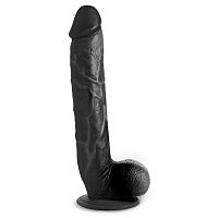 Черный фаллоимитатор-гигант на присоске Long Logan 10’’ Dildo with Balls - 27,4 см.