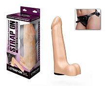 Реалистичный фаллоимитатор на трусиках с плугом - 18,5 см.