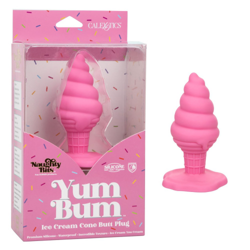 Розовая анальная пробка в виде мороженого Yum Bum Ice Cream Cone Butt Plug - 9,5 см. фото 2