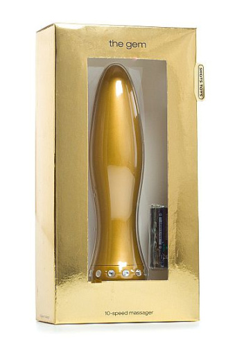 Вибратор-торпеда с кристалликами The Gem Gold - 16,6 см. фото 2
