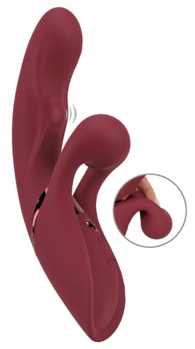 Малиновый вибратор-кролик с функцией постукивания 2 Function Rabbit Vibrator - 22,3 см. фото 4
