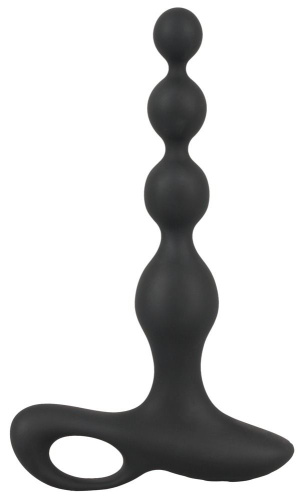 Черная анальная цепочка с вибрацией Rechargeable Anal Beads - 20 см. фото 2