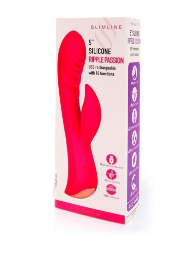 Красный перезаряжаемый вибратор-кролик - 19,1 см. фото 4