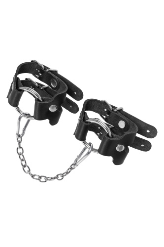 Черные кожаные наручники-браслеты из двух ремешков фото 5 Черные кожаные наручники-браслеты из двух ремешков фото 5