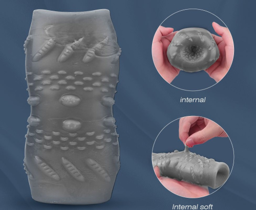 Серый эластичный мастурбатор с утяжкой фото 3