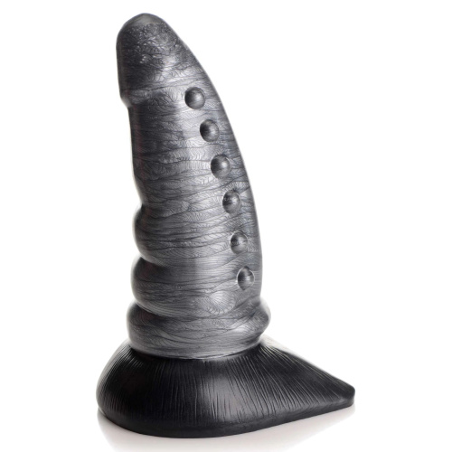 Серый фантазийный фаллоимитатор Beastly Tapered Bumpy Silicone Dildo - 21 см. фото 2