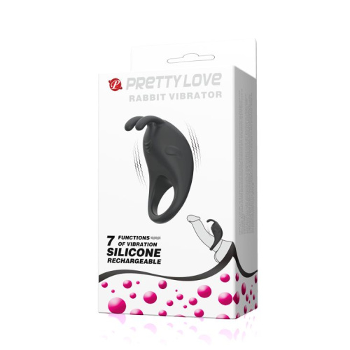 Чёрное эрекционное кольцо с вибрацией Rabbit Vibrator фото 2