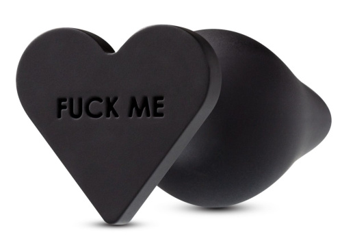 Черная анальная пробка с основанием-сердечком Fuck Me Butt Plug - 7,5 см. фото 2