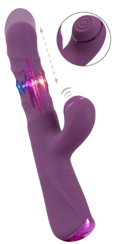 Фиолетовый вибратор-кролик с функцией постукивания и фрикциями 3 Function Rabbit Vibrator - 23,7 см. фото 4