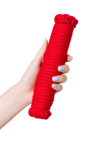Красная текстильная веревка для бондажа - 1 м. фото 5