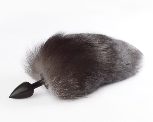 Черная анальная пробка с хвостом чернобурки Черная анальная пробка с хвостом чернобурки