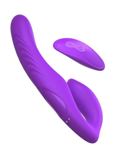 Фиолетовый безремневой вибрострапон с пультом Ultimate Strapless Strap-On - 22,22 см. фото 3