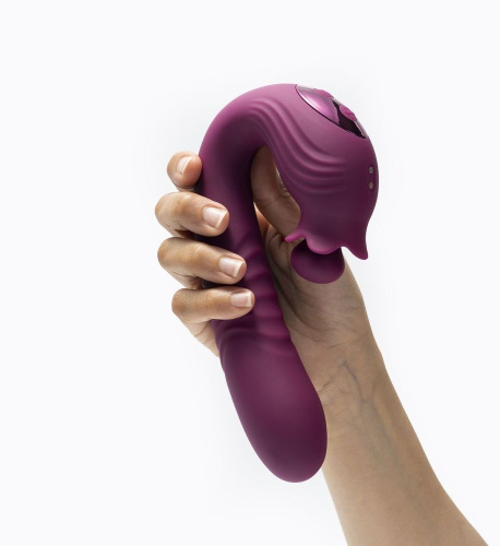 Фиолетовый вибратор Selove Campanula с вращающимся стимулятором клитора - 18,2 см. фото 2