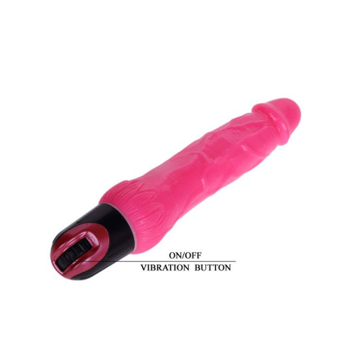 Ярко-розовый вибратор-реалистик с колёсиком - 24 см. фото 5