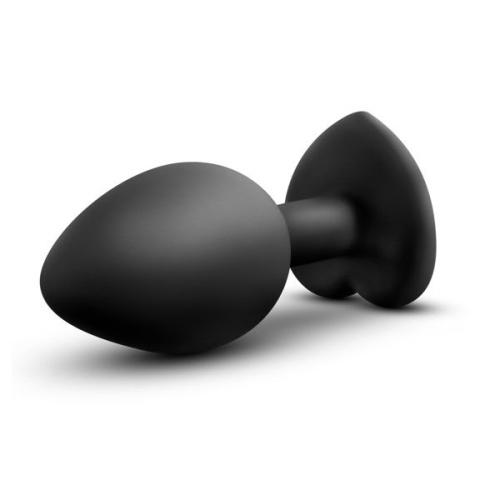 Черная анальная втулка с прозрачным кристаллом в виде сердечка Bling Plug Small - 7,6 см. фото 5