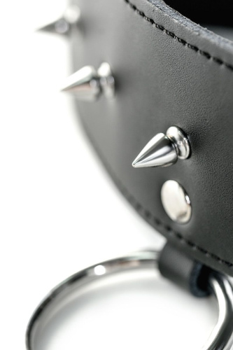 Чёрный кожаный ошейник с шипами фото 4 Чёрный кожаный ошейник с шипами фото 4